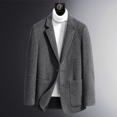羊毛毛呢大衣男秋冬季新款轻商务休闲男士高档短款羊毛西装外套