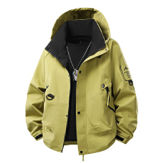 批发新款休闲夹克男户外工装外套情侣冲锋衣单冲防风防水男女登山服