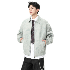 批发新款美式休闲PU夹克男士时尚宽松<b class='q'>潮</b>流纯色百搭翻领大码外套