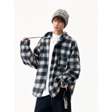 批发宽松连帽格子<b class='q'>长袖</b><b class='q'>衬衫</b>外套<b class='q'>男</b>春秋季新款韩版潮流休闲百搭<b class='q'>衬衣</b>