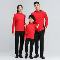 批发户外跑步亲子装长袖足球篮球运动服套装男女长裤速干训练服套装