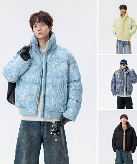 새로운 PU 가죽 면 옷 남자 스탠드 칼라 패딩 재킷 카모플라주 야외 남녀 같은 단락 Parker 서비스 플러스 면 감기 예방 목화 진딧물
