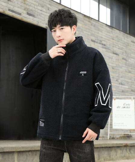 겨울 양털 플리스 보온 재킷 면 옷 남자 털이 있고 두꺼운 플리스 패션 항구 바람 재킷