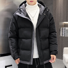 批发棉衣外套<b class='q'>男</b>新款潮流潮牌三条杠加厚连帽棉袄青少年羽绒棉服