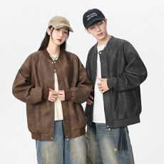 PU皮衣潮流复古外套男女同款机车服情侣款外套