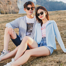 批发夏季情侣皮肤衣纯色帅气青年中年户外透气连帽防晒衣男女<b class='q'>外套</b>