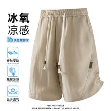批发天丝男潮流亚麻五分裤休闲宽松直筒运动短裤外穿凉感百搭速干中裤