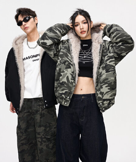 2026 가을 겨울 새로운 두꺼운 보온 면 옷 재킷 남녀 모피 칼라 후드 면 의류 재킷 커플 아메리칸 재킷