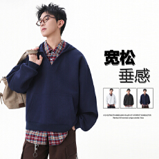 批发假两件连帽卫衣情侣2026<b class='q'>秋</b>冬新款格子衬衫领休闲上衣男女长袖T恤