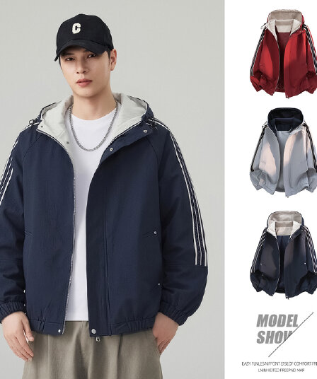 가을 겨울철 후드 재킷 남자 야외 방풍 자켓 커플룩 재킷 패션 스트라이프 남성 의류 맨위 2026