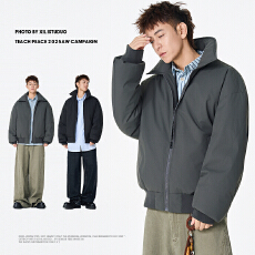 2026年秋冬保暖棉服外套男士纯色立领面包服防风防泼水加厚棉袄男