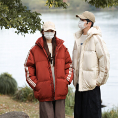 批发三条纹棉服外套男2026秋冬防风保暖连帽棉衣女情侣款休闲面包服