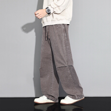 批发<b class='q'>加肥</b>大码胖子纯棉休闲裤男美式宽松阔腿工装裤透气显瘦伞兵长裤子