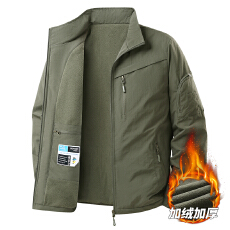 批发跨境加绒保暖立领夹克<b class='q'>男士</b><b class='q'>休闲</b>多口袋工装<b class='q'>外套</b>美式飞行服男装上衣