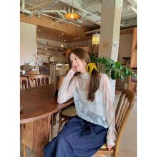 批发纯欲风蝴蝶结系带镂空勾花<b class='q'>蕾丝衫</b>女秋季小众减龄叠穿透视上衣3879