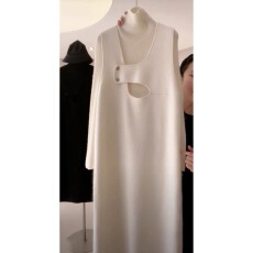 批发2025秋季轻熟仿水貂毛马甲裙秋冬白色针织衫<b class='q'>孕妇</b><b class='q'>连衣裙</b>3895