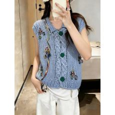 批发26年早春韩系时尚流苏<b class='q'>百搭</b>宽松针织马甲5086