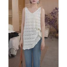 批发大码<b class='q'>韩国</b>女装春季新款胖mm百搭手工钩花桃心无袖背心上衣背心5101