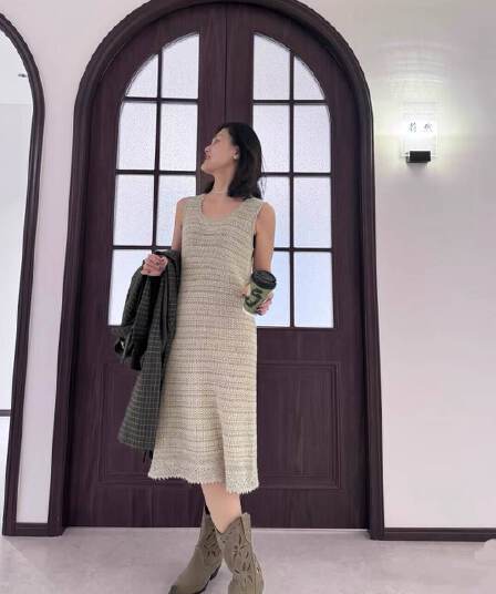 잘 생긴 다시 편안한 주간 실크 아마 드레스 끝났어 무릎 5167
