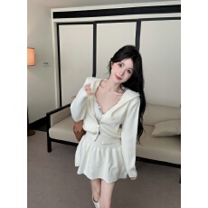 批发实拍实价 轻氧素颜套装12针蓬松极简慵懒感毛衣开衫半身<b class='q'>裙套装</b>