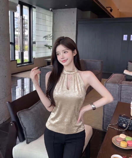 실사 정가 섹시함 행침 목 민소매 조끼 품격 맨위
