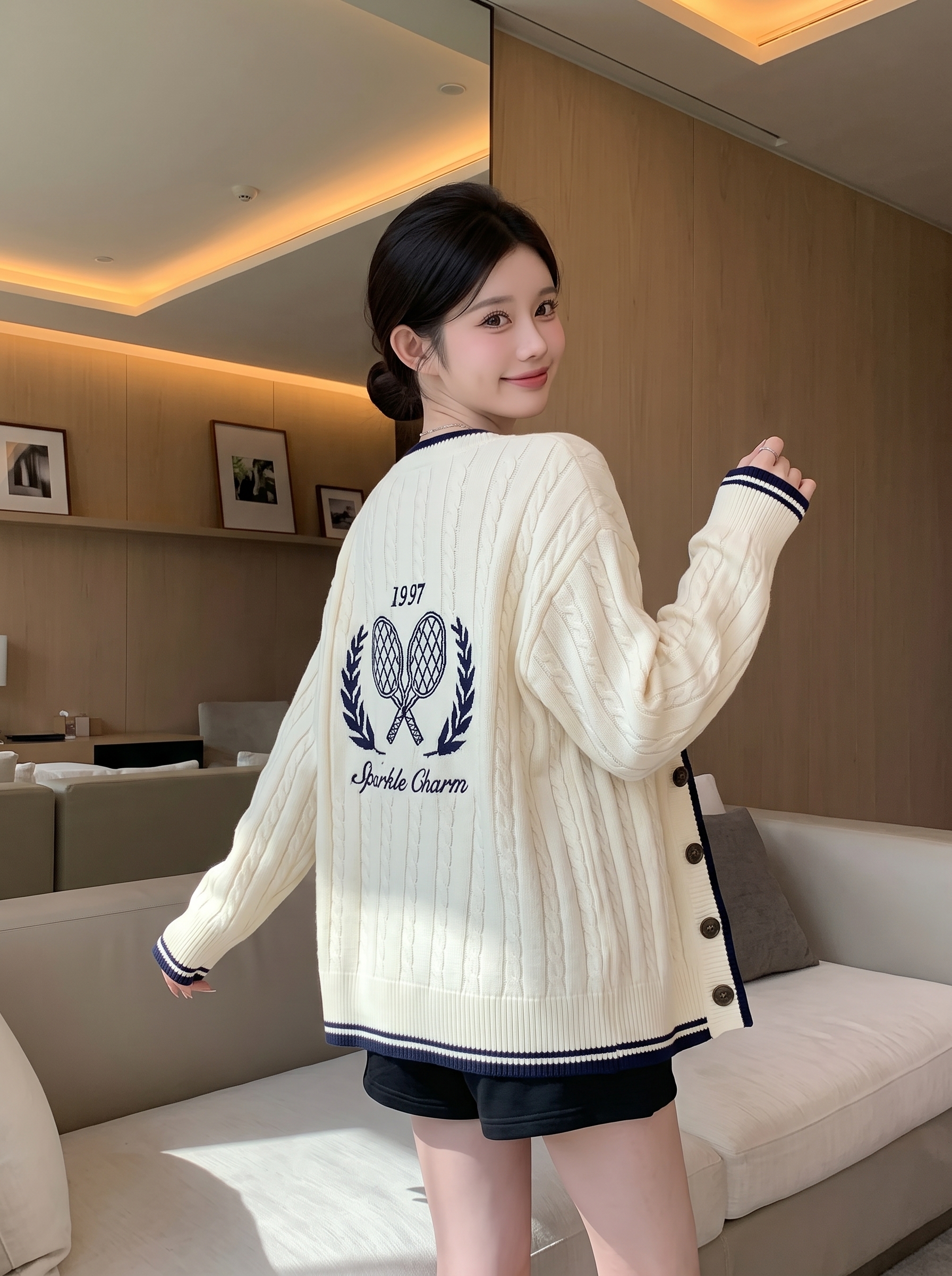 BY35234# 休闲时尚毛衣开衫针织背心两件套 服裝批發女裝批發服飾貨源
