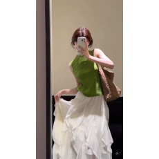 批发小清新时尚套装无袖针织修身背心上衣女春夏甜美<b class='q'>蕾丝</b>荷叶边半身裙