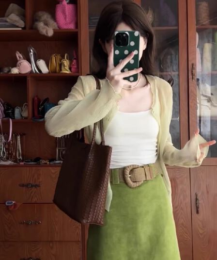 품격 전체 집합 ootd 착용 가져 가라. 여행 자외선 차단 오픈 가디건 인사이드 가져 가라. 캐미솔 한국 스타일 반신 치마 세트 여성