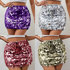 批发珠片派对波光亮片短裙女包臀<b class='q'>迷你裙</b>性感辣妹蹦迪闪闪松紧腰半身裙