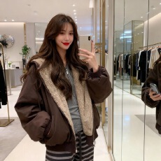 批发潮牌两面穿仿兔毛棉衣男冬美式痞帅保暖连帽棉服复古情侣外套