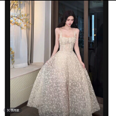 批发金枝玉叶/重工蕾丝刺绣碎花收腰千金风连衣裙度假<b class='q'>气质</b>温柔礼服裙