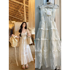 批发一颗甜桃yikett日暮伊甸园吊带<b class='q'>连衣裙女</b>夏季仙女裙收腰长裙