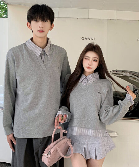 페이크 레이어드 가을 새로운 후드티