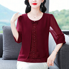 批发<b class='q'>妈妈装</b>2026年短袖衬衫女士夏装新款轻薄透气小衫减龄妈妈遮肚上衣