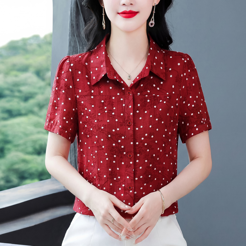 어머니 드레스 2026 여름 새로운 기초 섹션 싱글 줄 버튼 오픈 가디건 반팔 맨위 여성 몸매 가꾸기 품격 셔츠