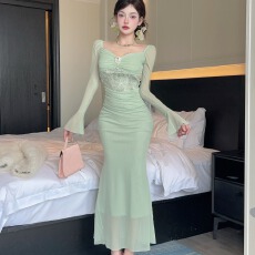 批发实拍贵气感千金穿搭亮片拼接公主连衣<b class='q'>裙</b>气质名媛超好看收腰<b class='q'>礼服</b><b class='q'>裙</b>