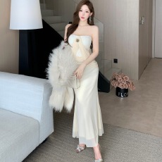 批发实拍法式连衣清冷富贵千金穿搭成人礼<b class='q'>礼服</b><b class='q'>裙</b>包臀长<b class='q'>裙</b><b class='q'>一字肩</b>生日<b class='q'>裙</b>