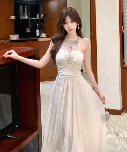 실사 2026 여름 새로운 연인 공주 낭만주의 퀴즈 발레 치마 몸매 가꾸기 슬림해 보이는 망사 외국 가스 드레스