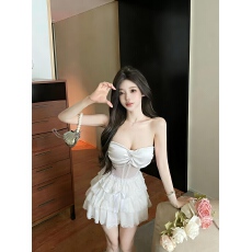 批发实拍辣妹性感荷叶边<b class='q'>蕾丝</b>拼接抹胸背心网纱上衣高腰层层蛋糕公主裙