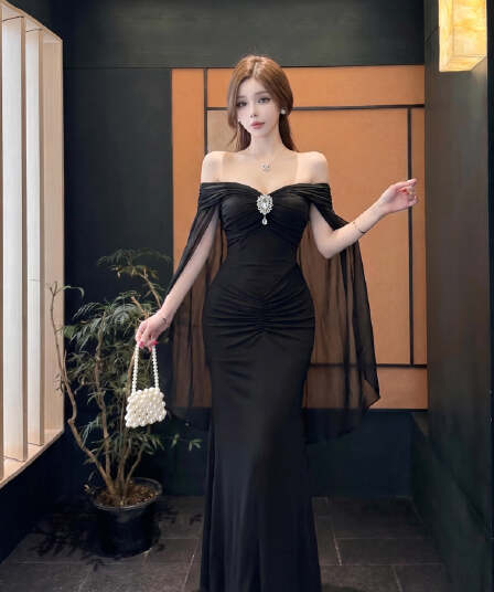 실사 순수한 욕망 절묘한 감기 센스 망사 패치워크 V넥 숄 작은 대중 몸매 가꾸기 Chic 휴가 예복 요정 치마