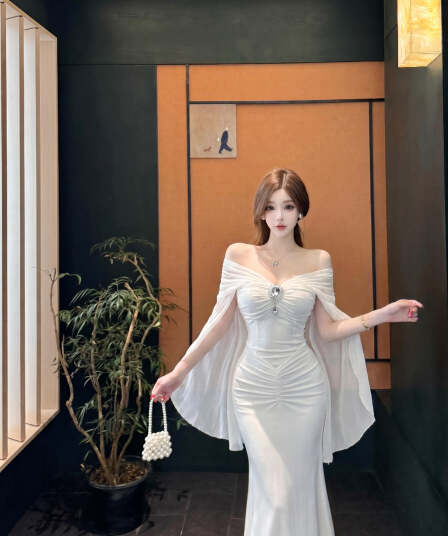 실사 순수한 욕망 절묘한 감기 센스 망사 패치워크 V넥 숄 작은 대중 몸매 가꾸기 Chic 휴가 예복 요정 치마