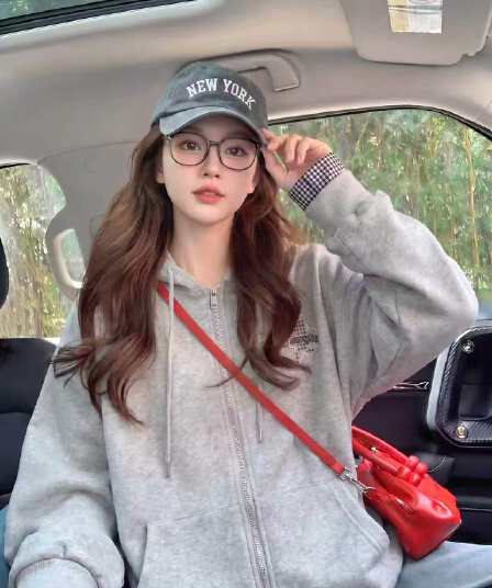 가을 겨울 새로운 두꺼운 복합 원단 자수 알파벳 체크무늬 색상 일치 후드 지퍼 루즈핏 후드티 재킷