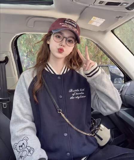 가을 새로운 외국 가스 학원 스타일 자수 알파벳 스탠드 칼라 야구 외투