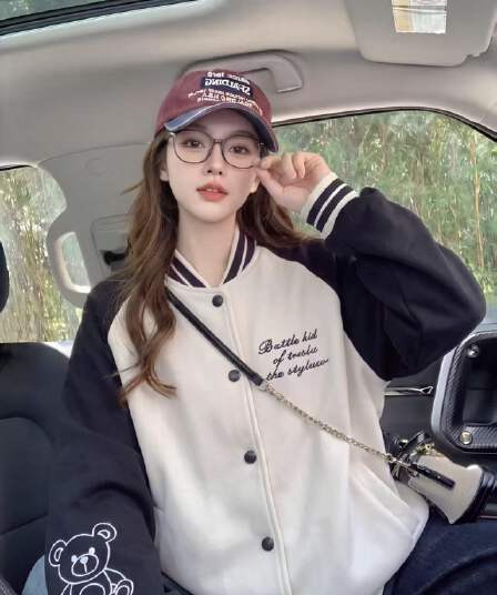 가을 새로운 외국 가스 학원 스타일 자수 알파벳 스탠드 칼라 야구 외투