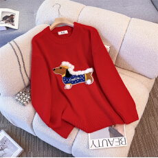 批发实拍 新款圣诞新年红高级感红色<b class='q'>情侣装</b>毛衣上衣