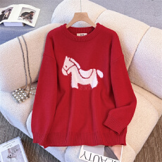 批发实拍 新款圣诞新年红高级感红色<b class='q'>情侣装</b>毛衣上衣