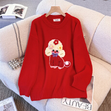批发实拍 新款圣诞新年红高级感红色<b class='q'>情侣装</b>毛衣上衣