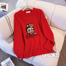 批发实拍 新款圣诞新年红高级感红色<b class='q'>情侣装</b>毛衣上衣
