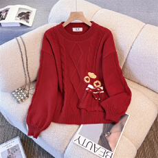 批发实拍 新款圣诞新年红高级感红色<b class='q'>情侣装</b>毛衣上衣