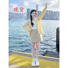 批发春秋薄款黄色羊毛针织<b class='q'>开衫</b>浣熊绒软糯慵懒风圆领毛衣外套